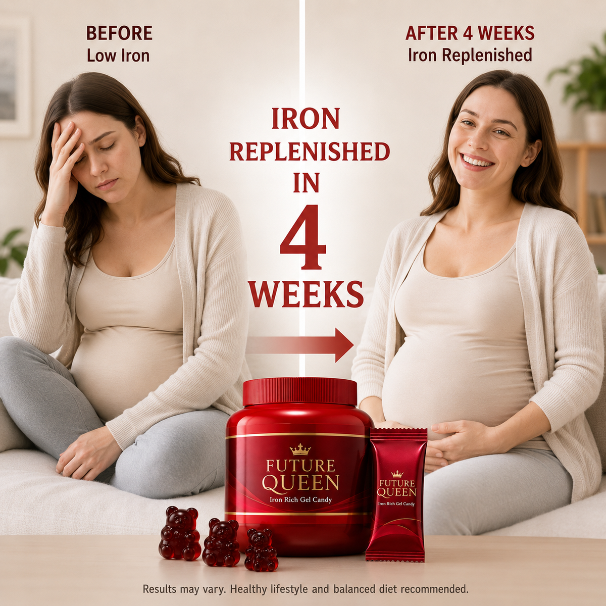 FUTURE QUEEN Quad Organic Iron Soft Chews – FDA Registered & Mayo Clinic Recommended Pregnancy Iron Support