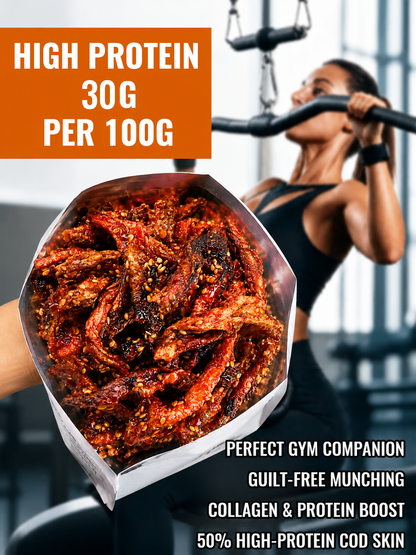 🌶️ Premium Crispy Spicy Cod Skin Snack | Crunchy Seafood Chips
