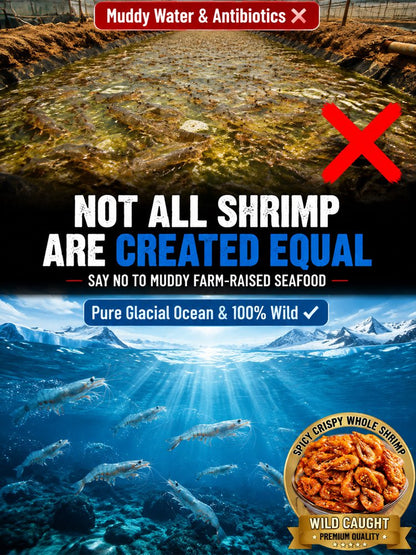 100% Wild-Caught Deep Sea Crispy Spicy Arctic Shrimp Whole Eat High Protein Guilt