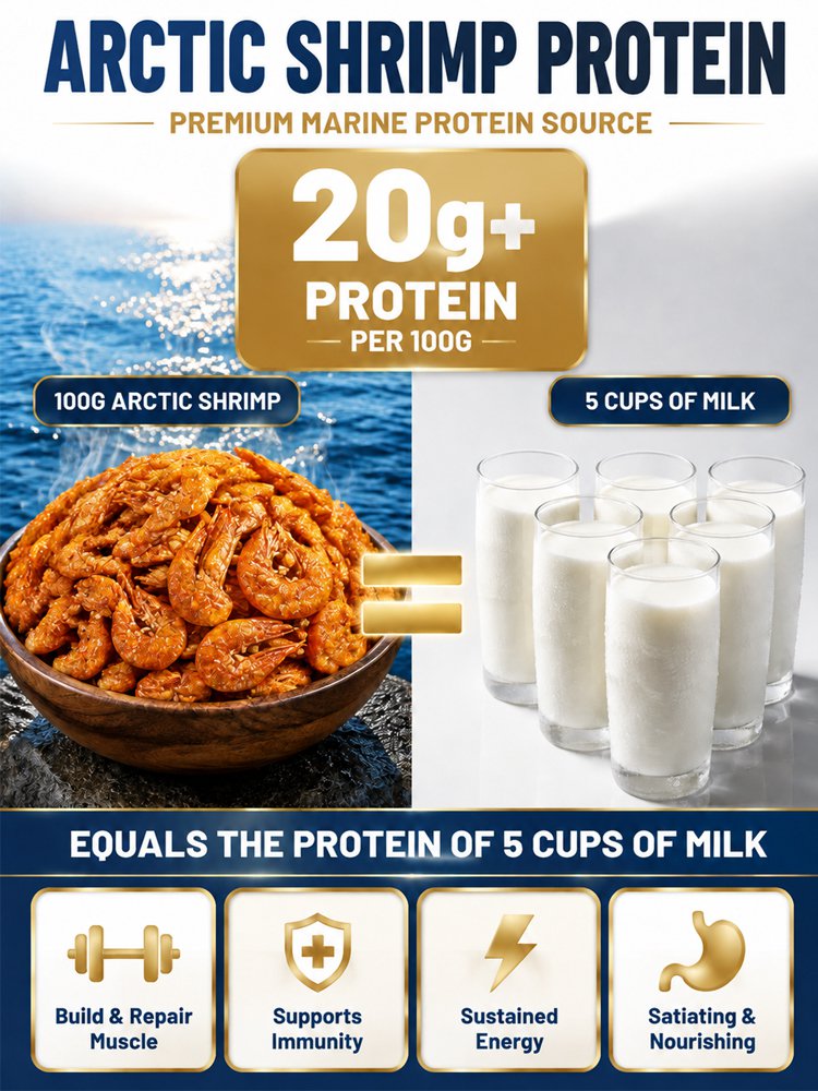 100% Wild-Caught Deep Sea Crispy Spicy Arctic Shrimp Whole Eat High Protein Guilt