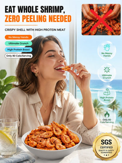 100% Wild-Caught Deep Sea Crispy Spicy Arctic Shrimp Whole Eat High Protein Guilt