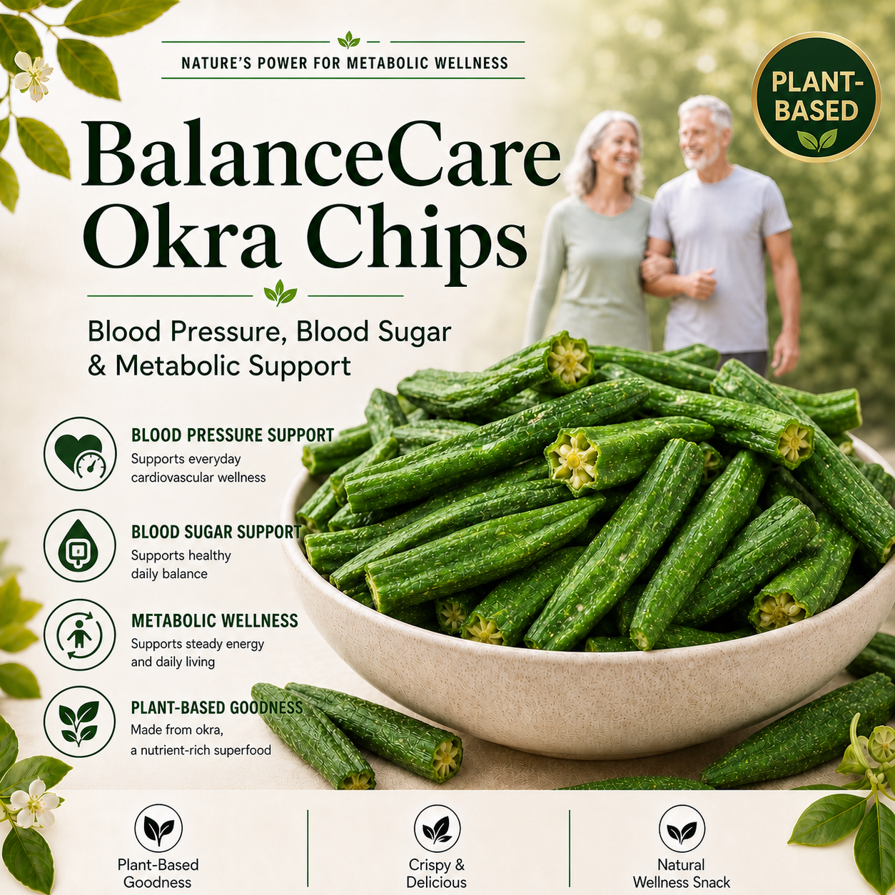 🌿 Support Healthy Levels Naturally Okra Chips 🥬 | Support HealthyLevels Naturally Blood Pressure, Blood Sugar& Metabolic Support