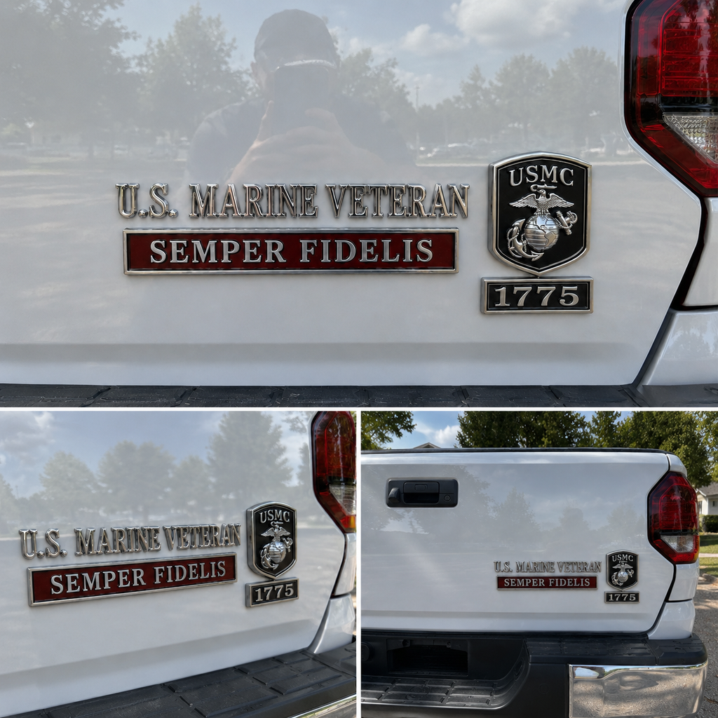 USMC car emblem metal badge detail image